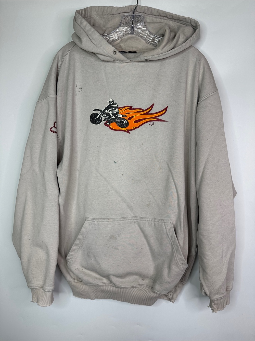 Vintage Fox Racing Motorcross Pullover Hooded Sweatshirt Grunge Size XL